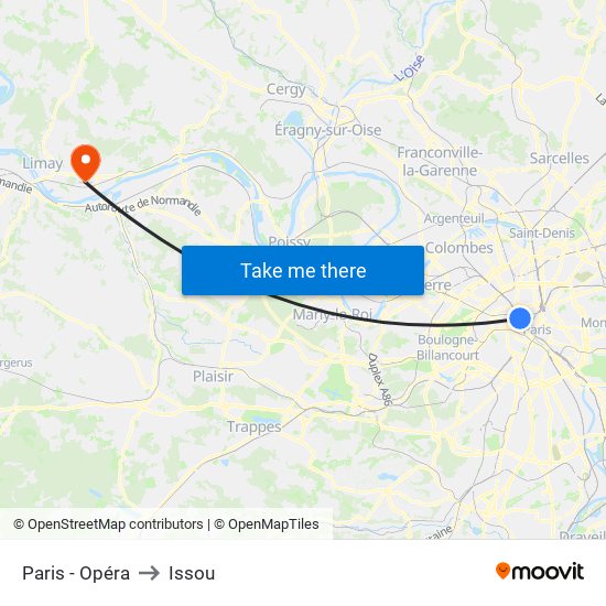 Paris - Opéra to Issou map