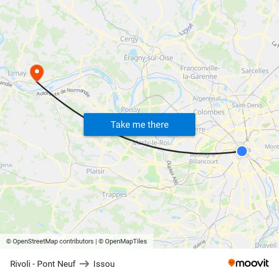 Rivoli - Pont Neuf to Issou map