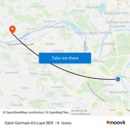 Saint-Germain-En-Laye RER to Issou map