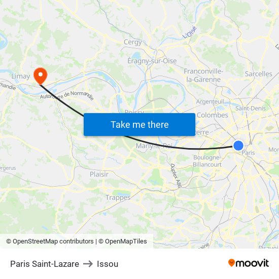 Paris Saint-Lazare to Issou map
