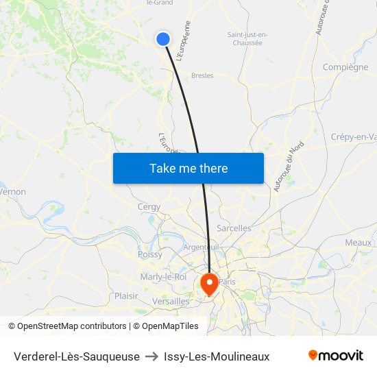 Verderel-Lès-Sauqueuse to Issy-Les-Moulineaux map