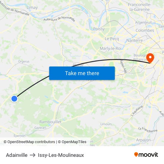 Adainville to Issy-Les-Moulineaux map