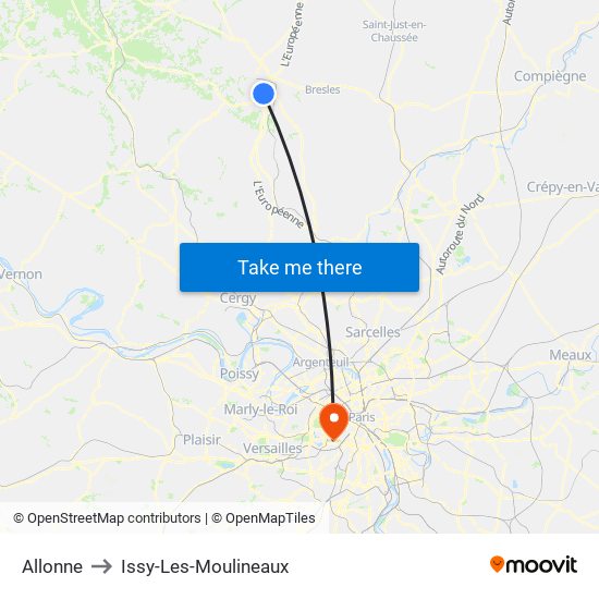 Allonne to Issy-Les-Moulineaux map