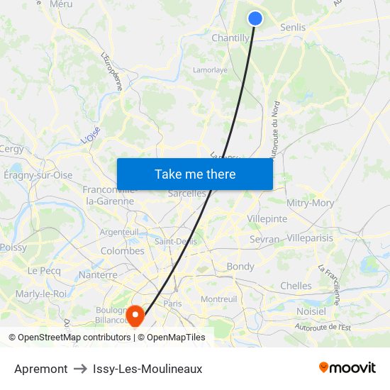 Apremont to Issy-Les-Moulineaux map