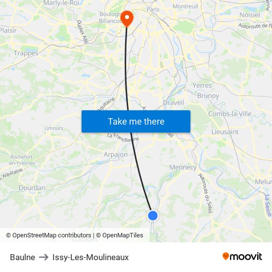 Baulne to Issy-Les-Moulineaux map