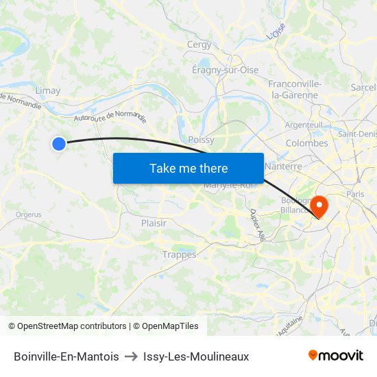 Boinville-En-Mantois to Issy-Les-Moulineaux map