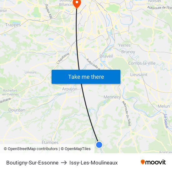 Boutigny-Sur-Essonne to Issy-Les-Moulineaux map