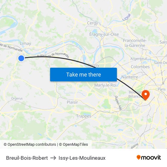 Breuil-Bois-Robert to Issy-Les-Moulineaux map