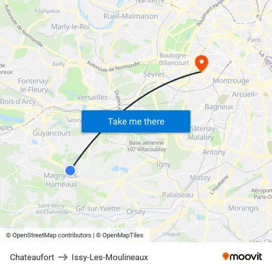 Chateaufort to Issy-Les-Moulineaux map