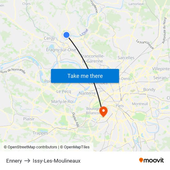 Ennery to Issy-Les-Moulineaux map