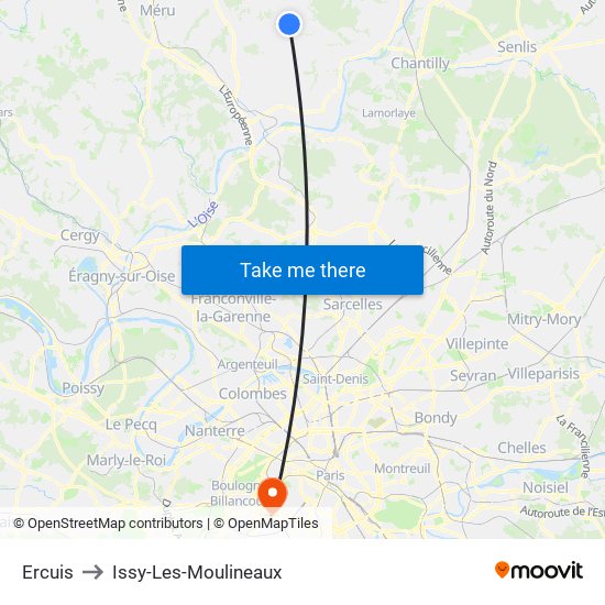 Ercuis to Issy-Les-Moulineaux map