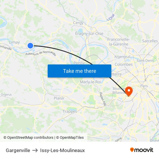 Gargenville to Issy-Les-Moulineaux map