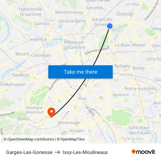 Garges-Les-Gonesse to Issy-Les-Moulineaux map