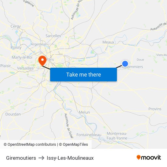 Giremoutiers to Issy-Les-Moulineaux map