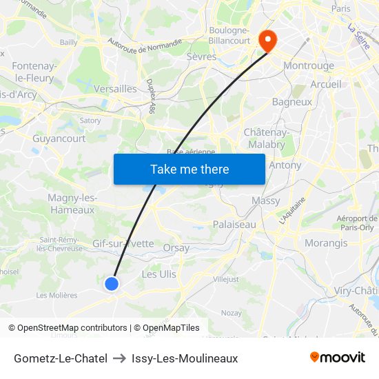 Gometz-Le-Chatel to Issy-Les-Moulineaux map