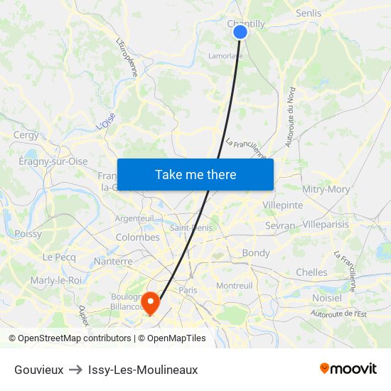 Gouvieux to Issy-Les-Moulineaux map