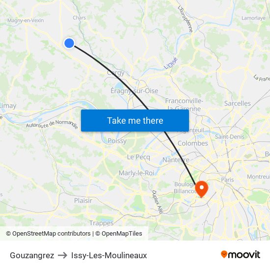 Gouzangrez to Issy-Les-Moulineaux map