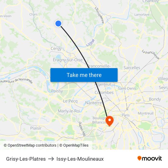 Grisy-Les-Platres to Issy-Les-Moulineaux map