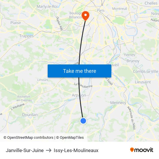 Janville-Sur-Juine to Issy-Les-Moulineaux map