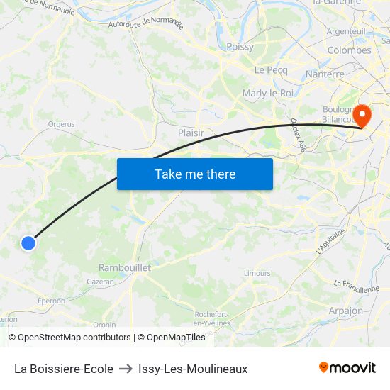 La Boissiere-Ecole to Issy-Les-Moulineaux map