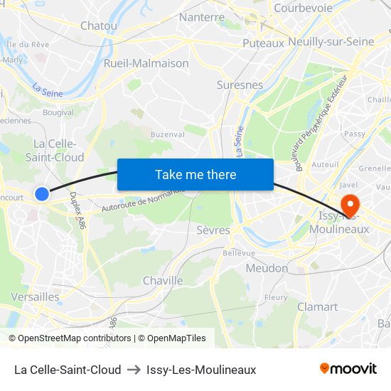 La Celle-Saint-Cloud to Issy-Les-Moulineaux map