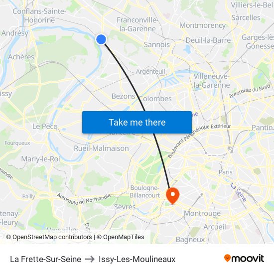 La Frette-Sur-Seine to Issy-Les-Moulineaux map