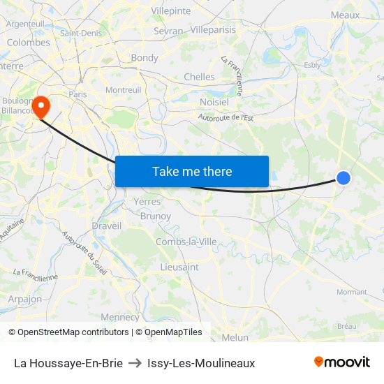 La Houssaye-En-Brie to Issy-Les-Moulineaux map