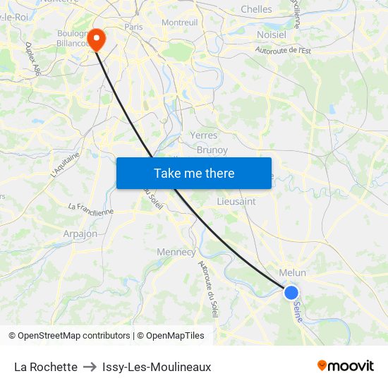 La Rochette to Issy-Les-Moulineaux map