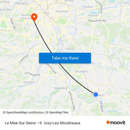 Le Mee-Sur-Seine to Issy-Les-Moulineaux map