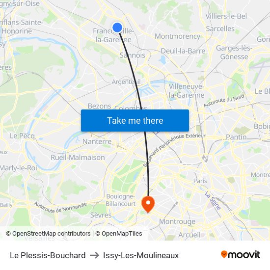 Le Plessis-Bouchard to Issy-Les-Moulineaux map