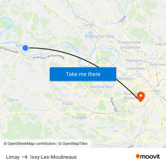 Limay to Issy-Les-Moulineaux map