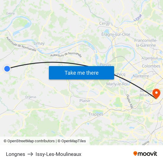 Longnes to Issy-Les-Moulineaux map