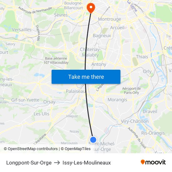 Longpont-Sur-Orge to Issy-Les-Moulineaux map