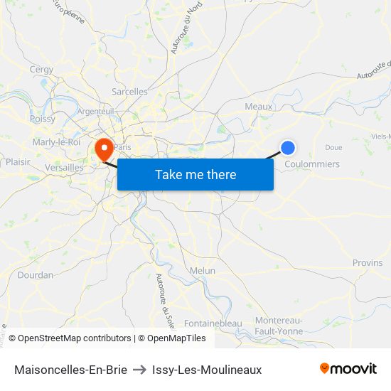 Maisoncelles-En-Brie to Issy-Les-Moulineaux map