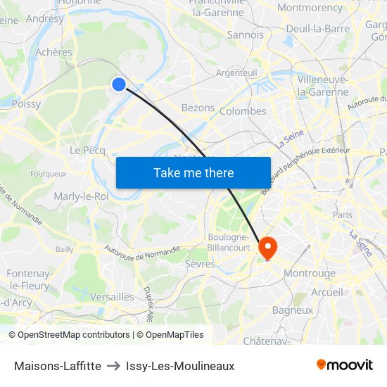 Maisons-Laffitte to Issy-Les-Moulineaux map