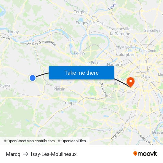 Marcq to Issy-Les-Moulineaux map