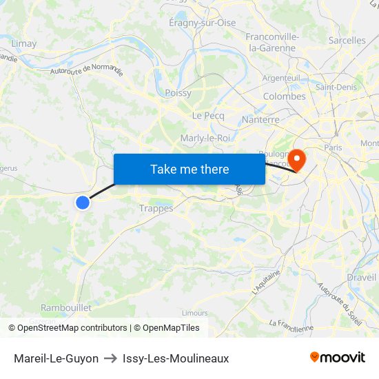 Mareil-Le-Guyon to Issy-Les-Moulineaux map