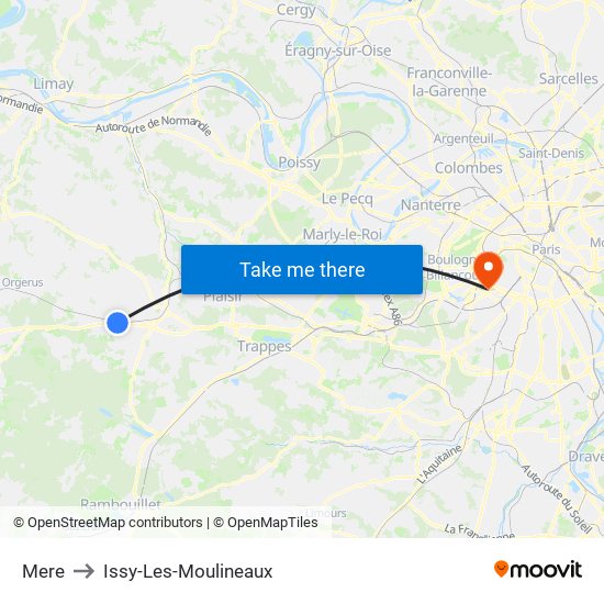 Mere to Issy-Les-Moulineaux map