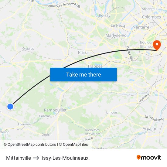 Mittainville to Issy-Les-Moulineaux map