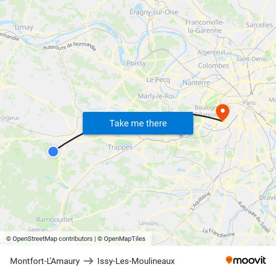 Montfort-L'Amaury to Issy-Les-Moulineaux map