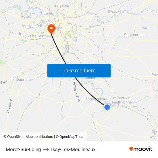 Moret-Sur-Loing to Issy-Les-Moulineaux map