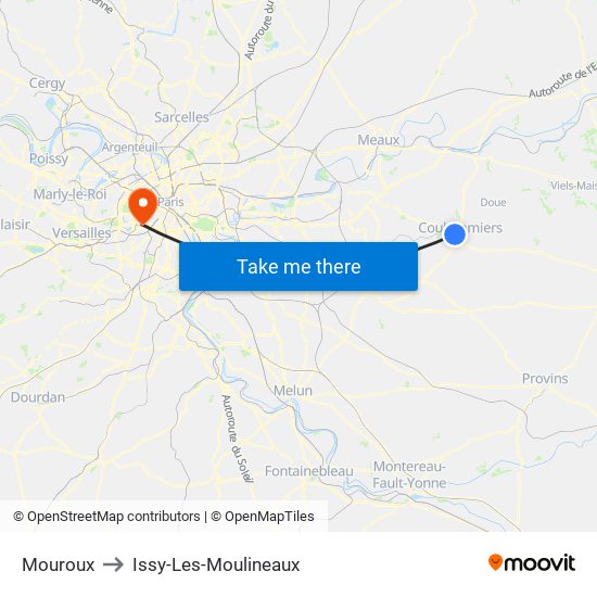 Mouroux to Issy-Les-Moulineaux map