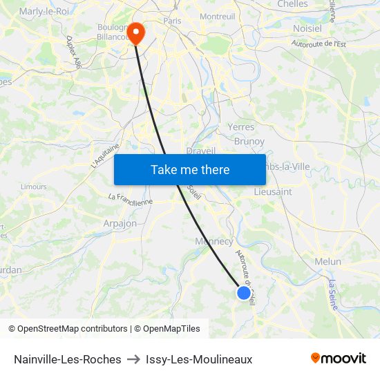 Nainville-Les-Roches to Issy-Les-Moulineaux map