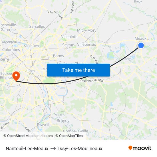 Nanteuil-Les-Meaux to Issy-Les-Moulineaux map