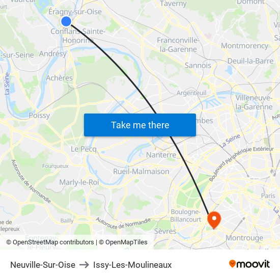 Neuville-Sur-Oise to Issy-Les-Moulineaux map