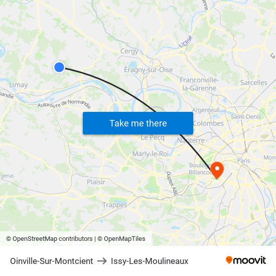 Oinville-Sur-Montcient to Issy-Les-Moulineaux map