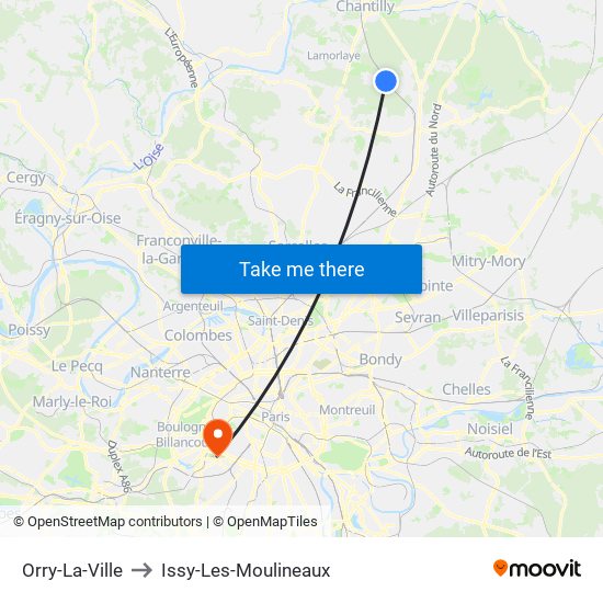 Orry-La-Ville to Issy-Les-Moulineaux map