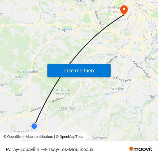 Paray-Douaville to Issy-Les-Moulineaux map