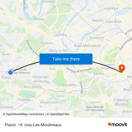 Plaisir to Issy-Les-Moulineaux map