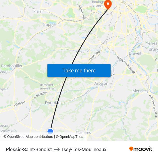Plessis-Saint-Benoist to Issy-Les-Moulineaux map